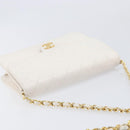 CHANEL Matelasse Shoulder Bag Lamb Skin White Gold Tone CC Auth 209122-6