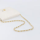 CHANEL Matelasse Shoulder Bag Lamb Skin White Gold Tone CC Auth 209122-7