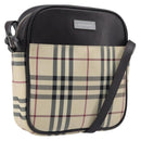 BURBERRY Nova Check Shoulder Bag Canvas Beige Silver Auth 209125A-1