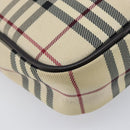 BURBERRY Nova Check Shoulder Bag Canvas Beige Silver Auth 209125A-11