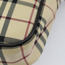 BURBERRY Nova Check Shoulder Bag Canvas Beige Silver Auth 209125A-16
