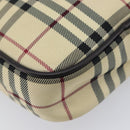 BURBERRY Nova Check Shoulder Bag Canvas Beige Silver Auth 209125A-13