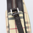 BURBERRY Nova Check Shoulder Bag Canvas Beige Silver Auth 209125A-14