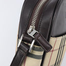 BURBERRY Nova Check Shoulder Bag Canvas Beige Silver Auth 209125A-11