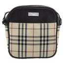 BURBERRY Nova Check Shoulder Bag Canvas Beige Silver Auth 209125A-2