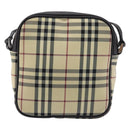 BURBERRY Nova Check Shoulder Bag Canvas Beige Silver Auth 209125A-3