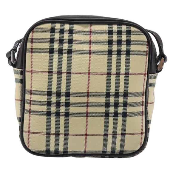 BURBERRY Nova Check Shoulder Bag Canvas Beige Silver Auth 209125A