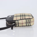 BURBERRY Nova Check Shoulder Bag Canvas Beige Silver Auth 209125A-5