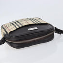 BURBERRY Nova Check Shoulder Bag Canvas Beige Silver Auth 209125A-6