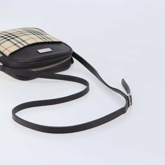 BURBERRY Nova Check Shoulder Bag Canvas Beige Silver Auth 209125A