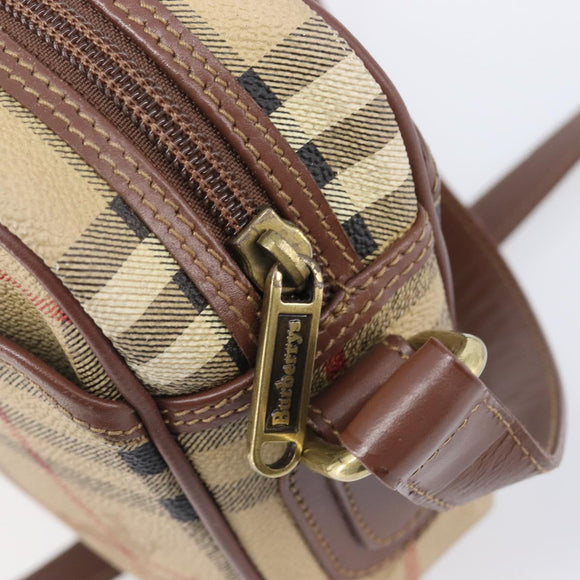 Burberrys Nova Check Shoulder Bag PVC Beige Gold Tone Auth 209127