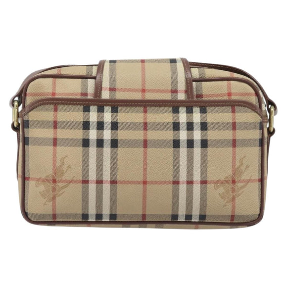 Burberrys Nova Check Shoulder Bag PVC Beige Gold Tone Auth 209127