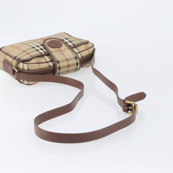 Burberrys Nova Check Shoulder Bag PVC Beige Gold Tone Auth 209127