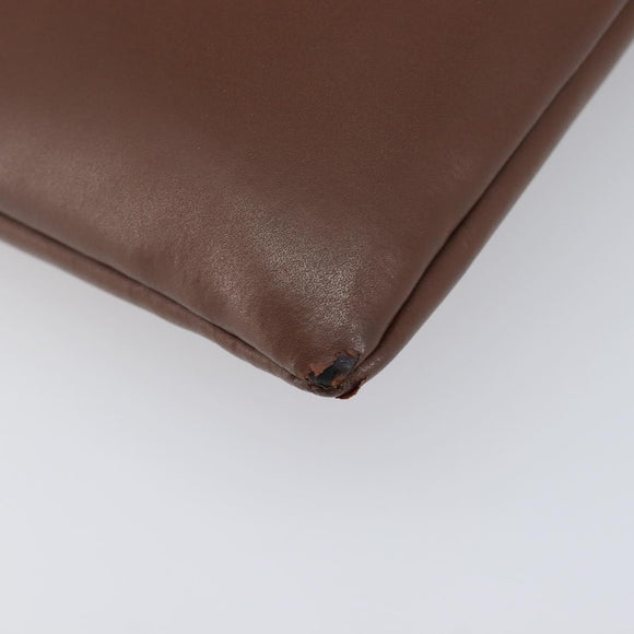Valentino Clutch Bag Leather Brown Silver Auth 209130