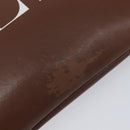 Valentino Clutch Bag Leather Brown Silver Auth 209130-13