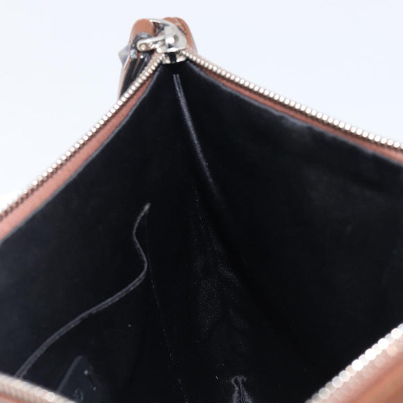 Valentino Clutch Bag Leather Brown Silver Auth 209130
