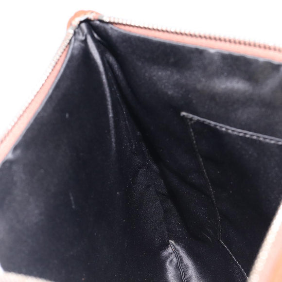 Valentino Clutch Bag Leather Brown Silver Auth 209130