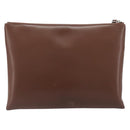 Valentino Clutch Bag Leather Brown Silver Auth 209130-3
