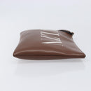 Valentino Clutch Bag Leather Brown Silver Auth 209130-4