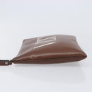 Valentino Clutch Bag Leather Brown Silver Auth 209130-5