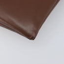 Valentino Clutch Bag Leather Brown Silver Auth 209130-8