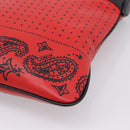 Coach Shoulder Bag Leather Red Silver Auth 209133A-9