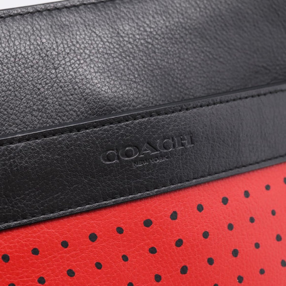Coach Shoulder Bag Leather Red Silver Auth 209133A