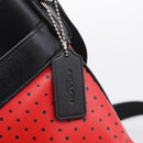 Coach Shoulder Bag Leather Red Silver Auth 209133A-18