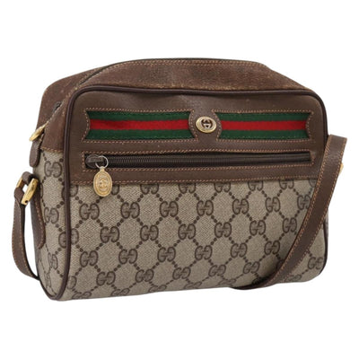 GUCCI GG Supreme Web Sherry Line Shoulder Bag PVC Beige 56 02 088 Auth 209137