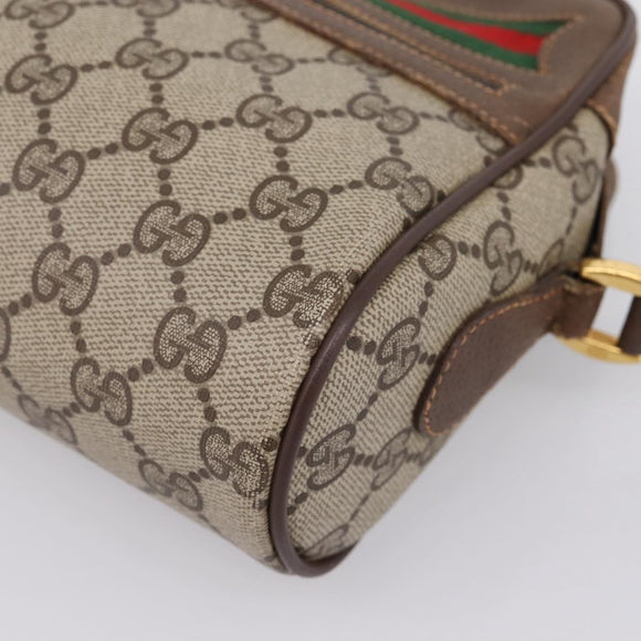 GUCCI GG Supreme Web Sherry Line Shoulder Bag PVC Beige 56 02 088 Auth 209137