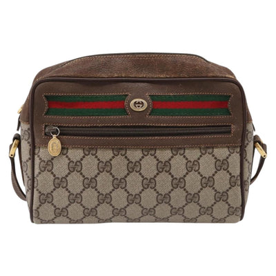 GUCCI GG Supreme Web Sherry Line Shoulder Bag PVC Beige 56 02 088 Auth 209137 - 0