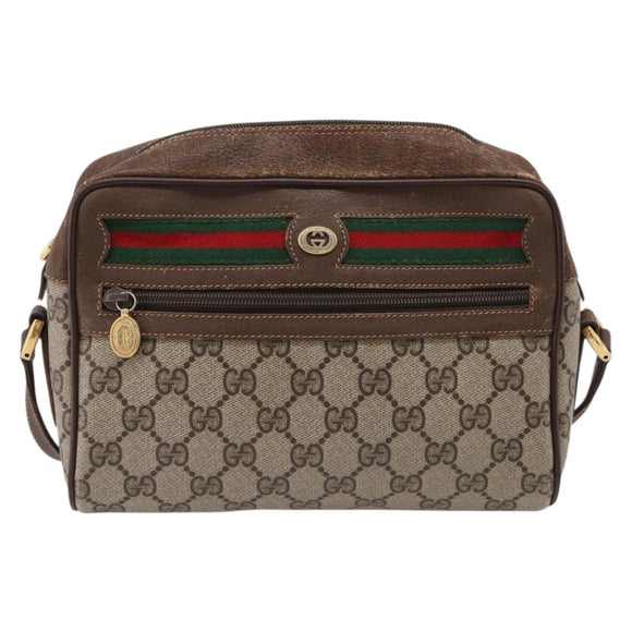 GUCCI GG Supreme Web Sherry Line Shoulder Bag PVC Beige 56 02 088 Auth 209137