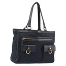 GUCCI GG Canvas Tote Bag Black Gold Tone 146247 Auth 209139-1