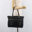 GUCCI GG Canvas Tote Bag Black Gold Tone 146247 Auth 209139-30