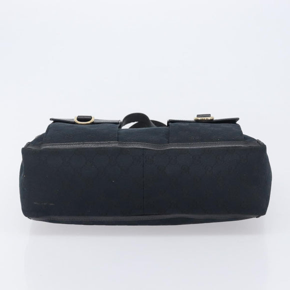 GUCCI GG Canvas Tote Bag Black Gold Tone 146247 Auth 209139