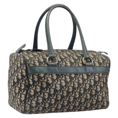 Christian Dior Trotter Canvas Boston Bag Navy Silver Auth 209140
