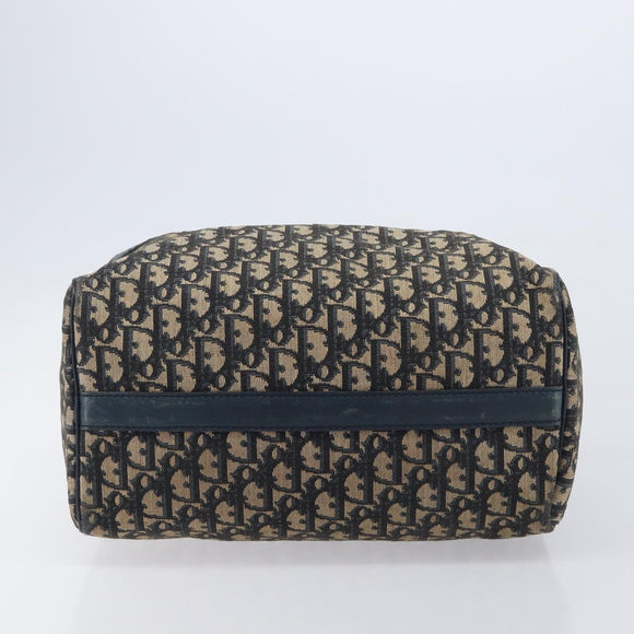 Christian Dior Trotter Canvas Boston Bag Navy Silver Auth 209140