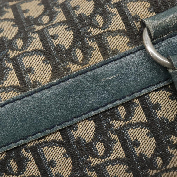 Christian Dior Trotter Canvas Boston Bag Navy Silver Auth 209140