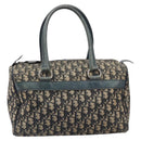 Christian Dior Trotter Canvas Boston Bag Navy Silver Auth 209140-2