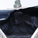 Christian Dior Trotter Canvas Boston Bag Navy Silver Auth 209140-23
