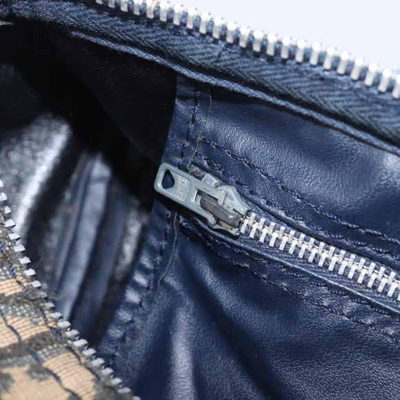 Christian Dior Trotter Canvas Boston Bag Navy Silver Auth 209140