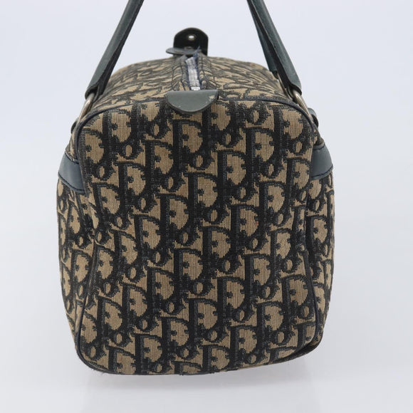 Christian Dior Trotter Canvas Boston Bag Navy Silver Auth 209140