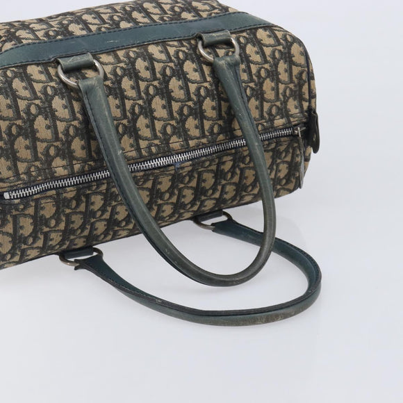 Christian Dior Trotter Canvas Boston Bag Navy Silver Auth 209140