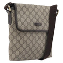 GUCCI GG Supreme Shoulder Bag PVC Brown Gold Tone 223666 Auth 209141-1