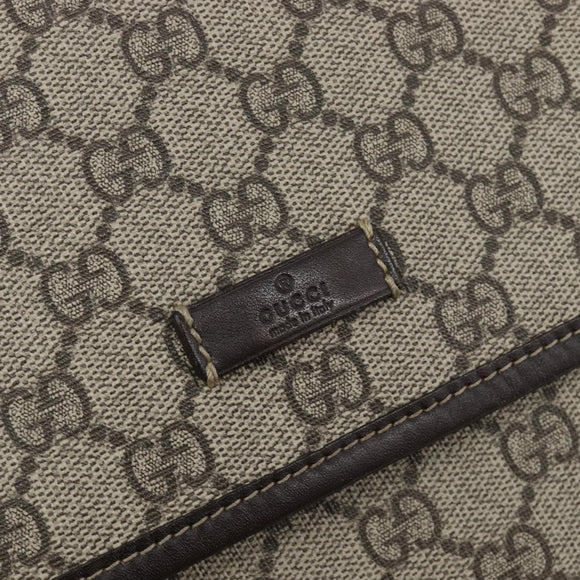 GUCCI GG Supreme Shoulder Bag PVC Brown Gold Tone 223666 Auth 209141
