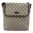 GUCCI GG Supreme Shoulder Bag PVC Brown Gold Tone 223666 Auth 209141-2