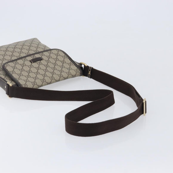 GUCCI GG Supreme Shoulder Bag PVC Brown Gold Tone 223666 Auth 209141
