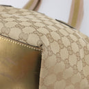 GUCCI GG Canvas Tote Bag Beige Gold Tone 131228 Auth 209142-11