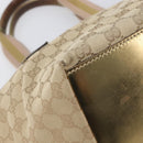GUCCI GG Canvas Tote Bag Beige Gold Tone 131228 Auth 209142-12