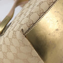 GUCCI GG Canvas Tote Bag Beige Gold Tone 131228 Auth 209142-14